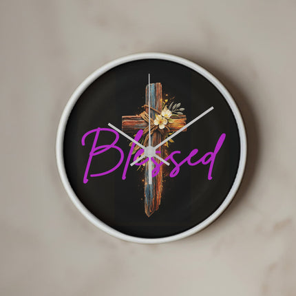 Inspiring Heart Cross Wood Frame Clock – Christian Gift for Women