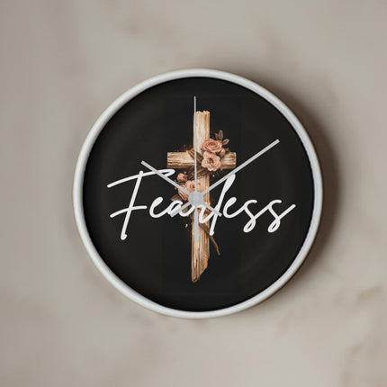 Inspiring Heart Cross Wood Frame Clock – Christian Gift for Women