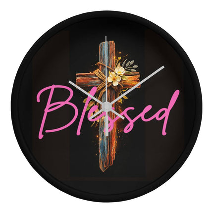 Inspiring Heart Cross Wood Frame Clock – Christian Gift for Women