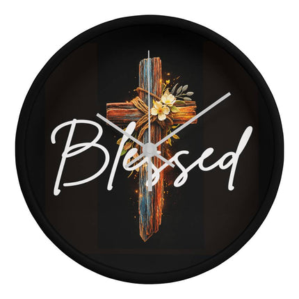 Inspiring Heart Cross Wood Frame Clock – Christian Gift for Women