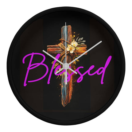 Inspiring Heart Cross Wood Frame Clock – Christian Gift for Women