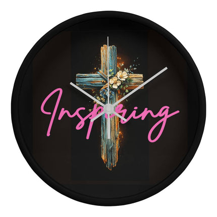 Inspiring Heart Cross Wood Frame Clock – Christian Gift for Women