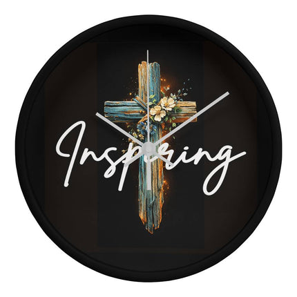 Inspiring Heart Cross Wood Frame Clock – Christian Gift for Women