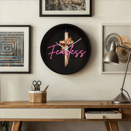 Inspiring Heart Cross Wood Frame Clock – Christian Gift for Women