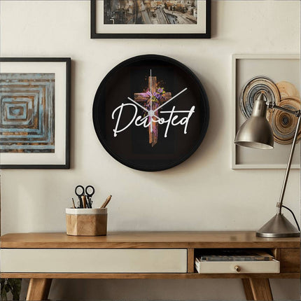 Inspiring Heart Cross Wood Frame Clock – Christian Gift for Women