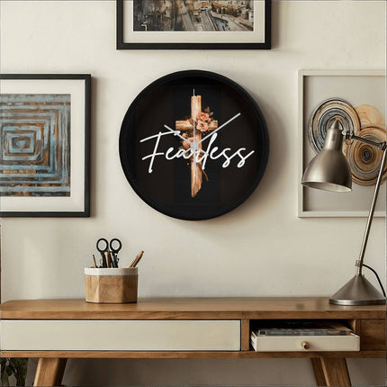 Inspiring Heart Cross Wood Frame Clock – Christian Gift for Women