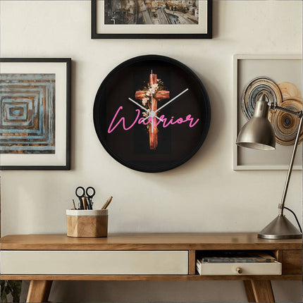 Inspiring Heart Cross Wood Frame Clock – Christian Gift for Women