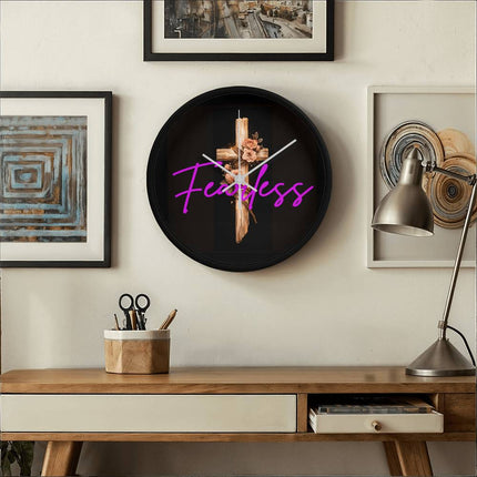 Inspiring Heart Cross Wood Frame Clock – Christian Gift for Women