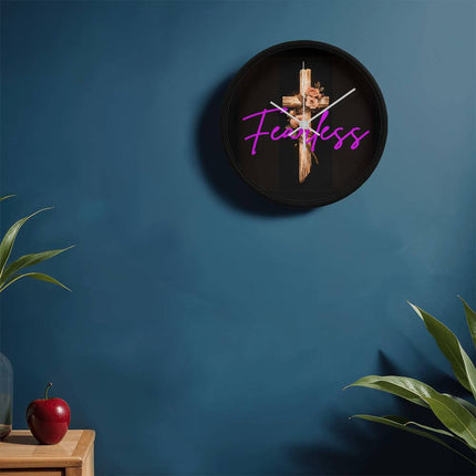 Inspiring Heart Cross Wood Frame Clock – Christian Gift for Women