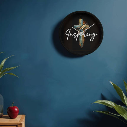 Inspiring Heart Cross Wood Frame Clock – Christian Gift for Women