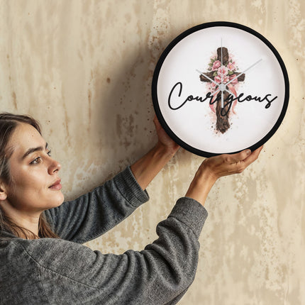 Courageous | Bold Christian Wall Clock | Gift for Her