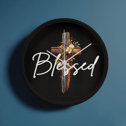 Inspiring Heart Cross Wood Frame Clock – Christian Gift for Women