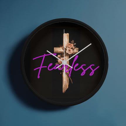 Inspiring Heart Cross Wood Frame Clock – Christian Gift for Women