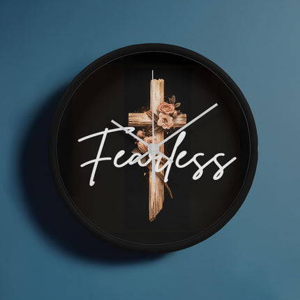 Inspiring Heart Cross Wood Frame Clock – Christian Gift for Women