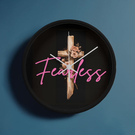 Inspiring Heart Cross Wood Frame Clock – Christian Gift for Women