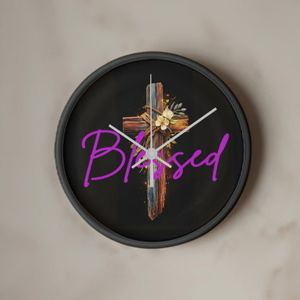 Inspiring Heart Cross Wood Frame Clock – Christian Gift for Women