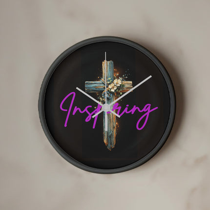 Inspiring Heart Cross Wood Frame Clock – Christian Gift for Women