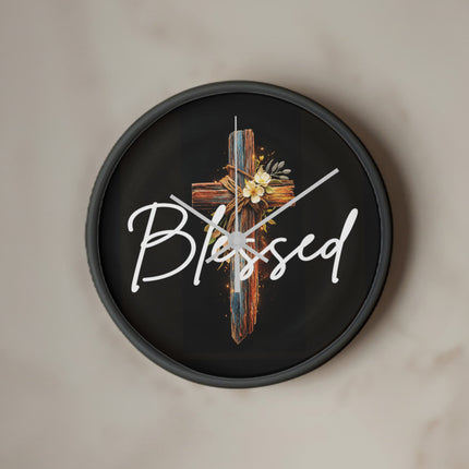 Inspiring Heart Cross Wood Frame Clock – Christian Gift for Women