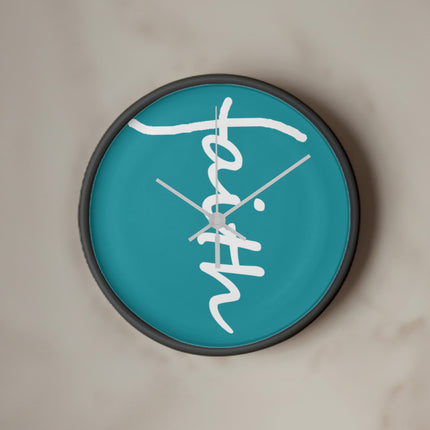 Faith Wall Clock | Teal Christian Home Decor (10”)
