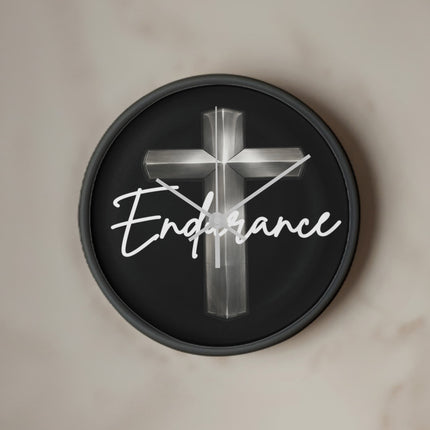Endurance Cross Wood-Frame Wall Clock – Christian Gift for Men