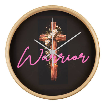Inspiring Heart Cross Wood Frame Clock – Christian Gift for Women