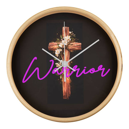 Inspiring Heart Cross Wood Frame Clock – Christian Gift for Women