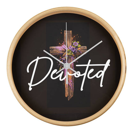 Inspiring Heart Cross Wood Frame Clock – Christian Gift for Women
