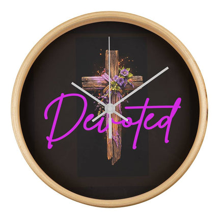Inspiring Heart Cross Wood Frame Clock – Christian Gift for Women
