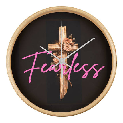 Inspiring Heart Cross Wood Frame Clock – Christian Gift for Women