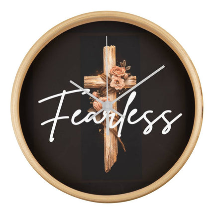 Inspiring Heart Cross Wood Frame Clock – Christian Gift for Women