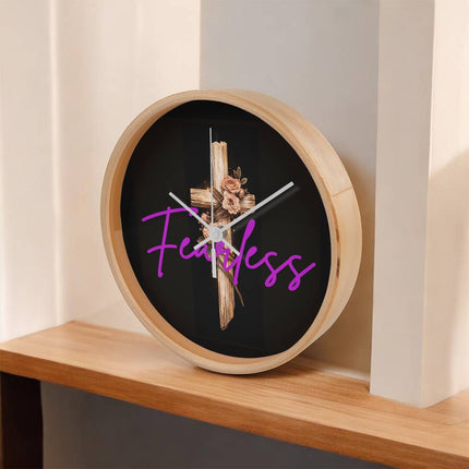 Inspiring Heart Cross Wood Frame Clock – Christian Gift for Women