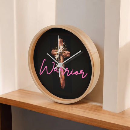 Inspiring Heart Cross Wood Frame Clock – Christian Gift for Women