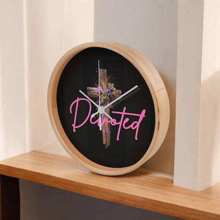 Inspiring Heart Cross Wood Frame Clock – Christian Gift for Women