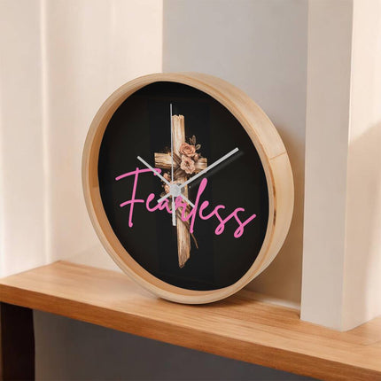 Inspiring Heart Cross Wood Frame Clock – Christian Gift for Women
