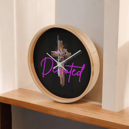 Inspiring Heart Cross Wood Frame Clock – Christian Gift for Women