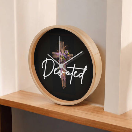 Inspiring Heart Cross Wood Frame Clock – Christian Gift for Women