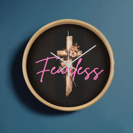 Inspiring Heart Cross Wood Frame Clock – Christian Gift for Women