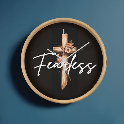 Inspiring Heart Cross Wood Frame Clock – Christian Gift for Women