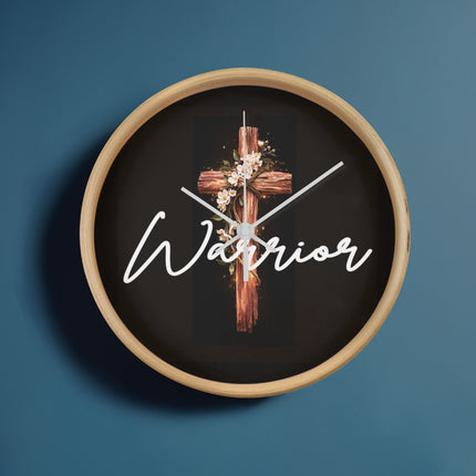 Inspiring Heart Cross Wood Frame Clock – Christian Gift for Women