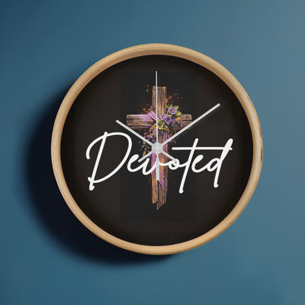 Inspiring Heart Cross Wood Frame Clock – Christian Gift for Women