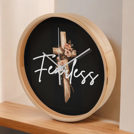 Inspiring Heart Cross Wood Frame Clock – Christian Gift for Women