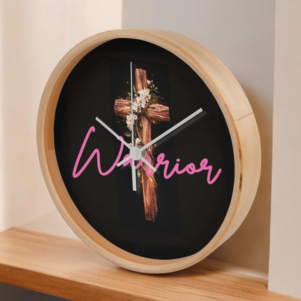 Inspiring Heart Cross Wood Frame Clock – Christian Gift for Women