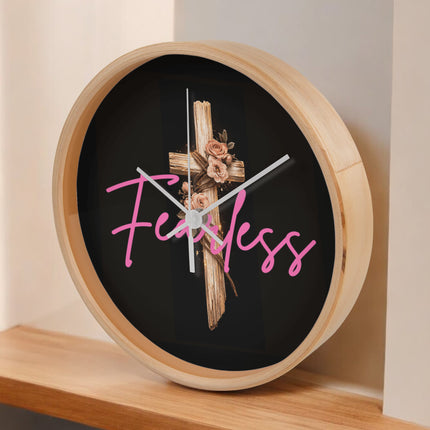 Inspiring Heart Cross Wood Frame Clock – Christian Gift for Women