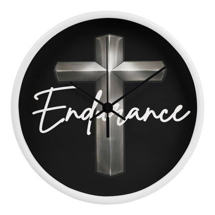 Endurance Cross Wood-Frame Wall Clock – Christian Gift for Men