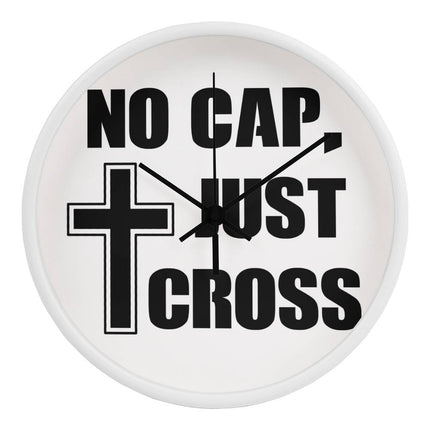 No Cap Just Cross Wood Frame Wall Clock | 10 Inch | Christian Decor