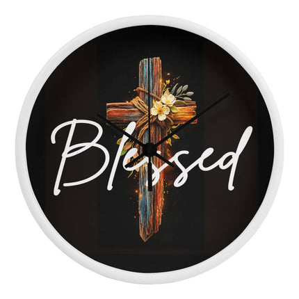 Inspiring Heart Cross Wood Frame Clock – Christian Gift for Women