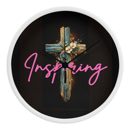Inspiring Heart Cross Wood Frame Clock – Christian Gift for Women