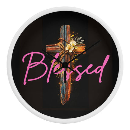 Inspiring Heart Cross Wood Frame Clock – Christian Gift for Women