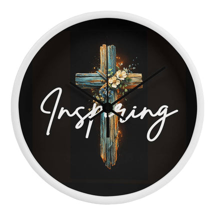 Inspiring Heart Cross Wood Frame Clock – Christian Gift for Women