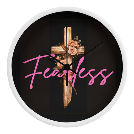 Inspiring Heart Cross Wood Frame Clock – Christian Gift for Women